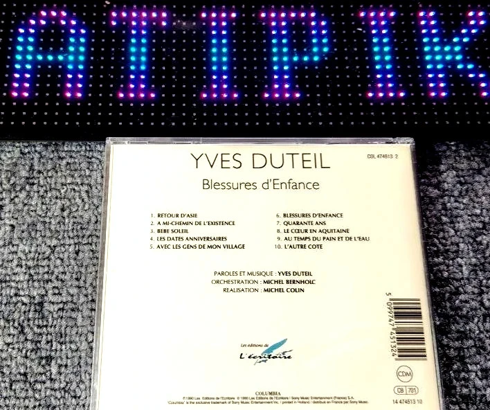 🎹 Cd Yves Duteil - Blessures D'Enfance - Origineel album 1990 🌹 – photo 2